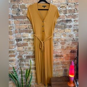 Banana Republic Mustard Yellow Ribbed Cropped Leg Jumpsuit